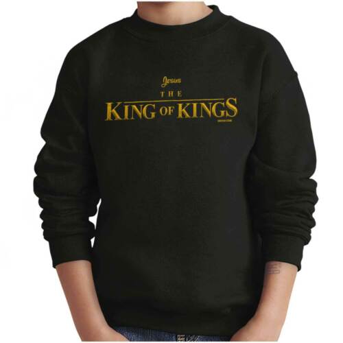 Jesus Christ King Of Kings Christian Cartoon Unisex Youth Crew Sweatshirt Kids - Afbeelding 1 van 2