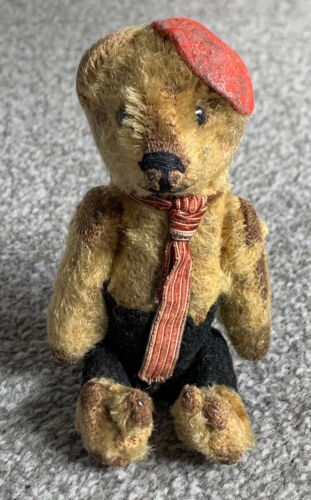 RARE Early ANTIQUE VINTAGE 1920S SCHUCO BELLHOP BEAR 5” Fully Jointed Must See! - 第 1/8 張圖片