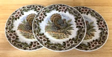 3 Dinner Plate Thanksgiving Churchill Turkey Myott Factory Illustration England