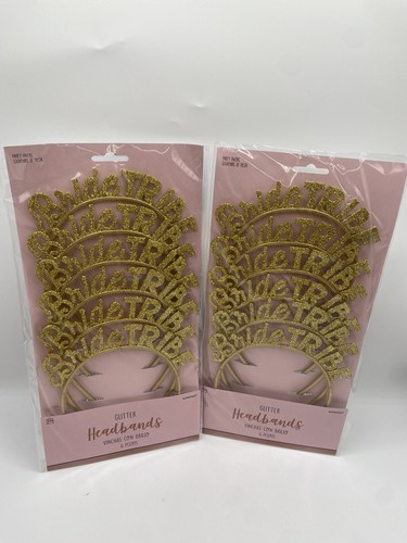 Amscan 6 Piece Bride Tribe Glitter Headbands Lot of 2 - Picture 2 of 9