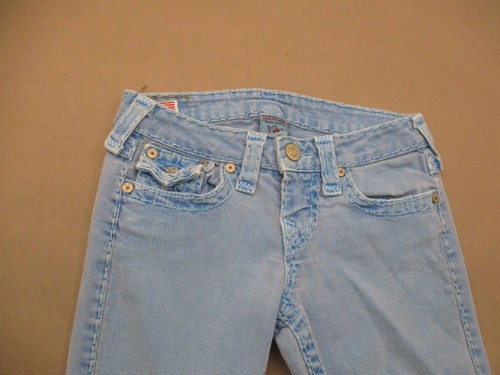 True Religion Size 26 Girls Blue Cotton Blend Zip Fly Pocket Straight Jeans 381 - Picture 5 of 13