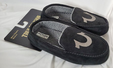 True Religion Men's Slippers Medium 9-10 Black with Horseshoe Logo FREE SHIPPING