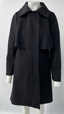 Sportmax Black Angora/cashmere Blend Cape-effect Full-zip Coat Sz 8