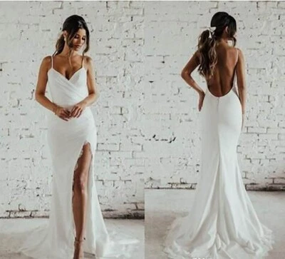 Brautkleid Hochzeitskleid Column Spitze Edge Weiß Ivory Maßgeschneidert 38 40 42 - Bild 1 von 4