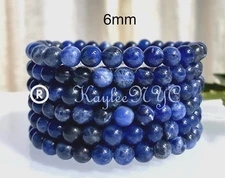 Wholesale Lot 6 Pcs Natural Sodalite 6mm 7.5” Crystal Healing Stretch Bracelet