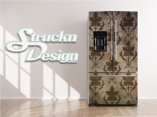 Vintage Leaf Chain Brown Lines Fridge Freezer Wrap Side Door Vinyl Decal