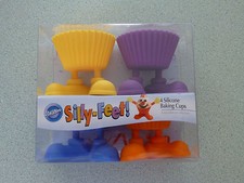Wilton Silly-Feet Silicone Baking Cup Molds Cupcake Nut Favor Cups Set of 4