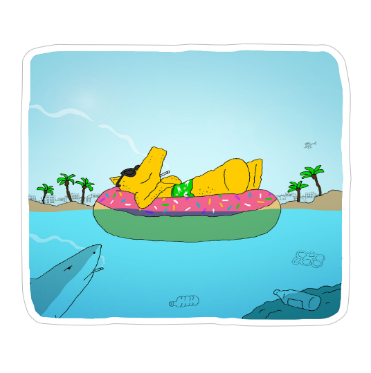 Summer of Lord Quasimoto Relaxing on Donut Raft Madlib Rap Sticker