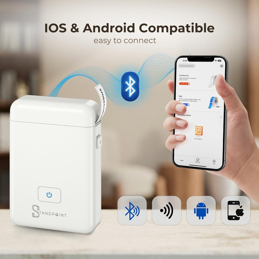 Bluetooth Thermal Label Printer HP2 with Tape Portable Label Maker Machine Bluetooth Thermal Label Printer HP2 with Tape Portable Label Maker Machine