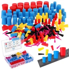150 Pcs Rubber Plugs 8-Sizes Silicone Tapered Plug Kit 1/32" to 1" High Temp ...