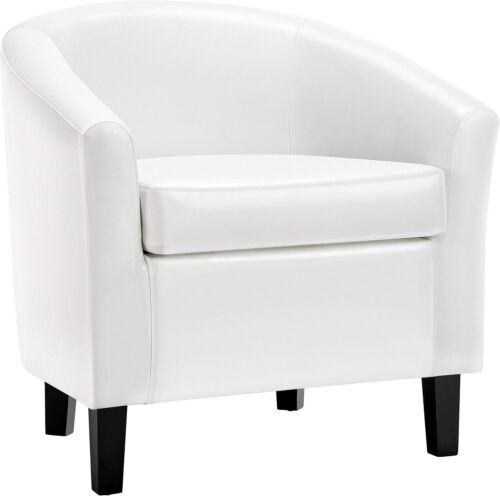 Topeakmart Faux Leather Club Chair, Modern Accent Chair and Cozy Barrel Chair