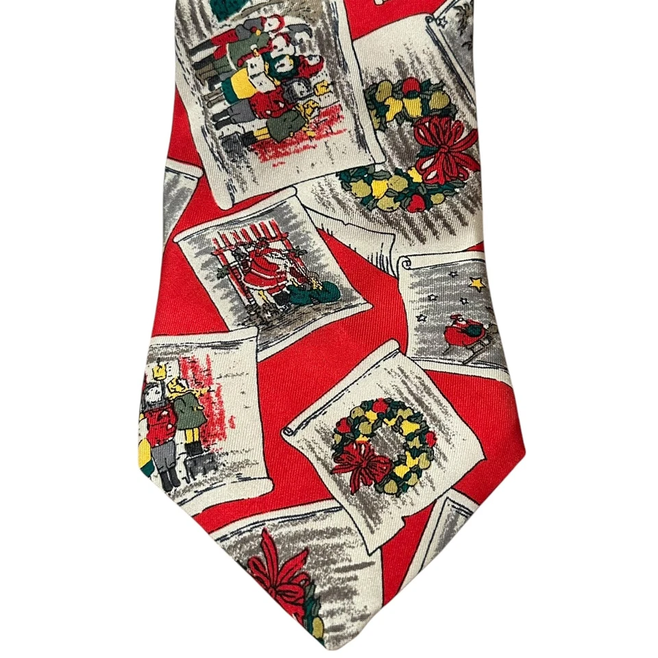 Corbata de Navidad de seda Wembley vintage coronas Papá Noel reno Foto 4 de 4
