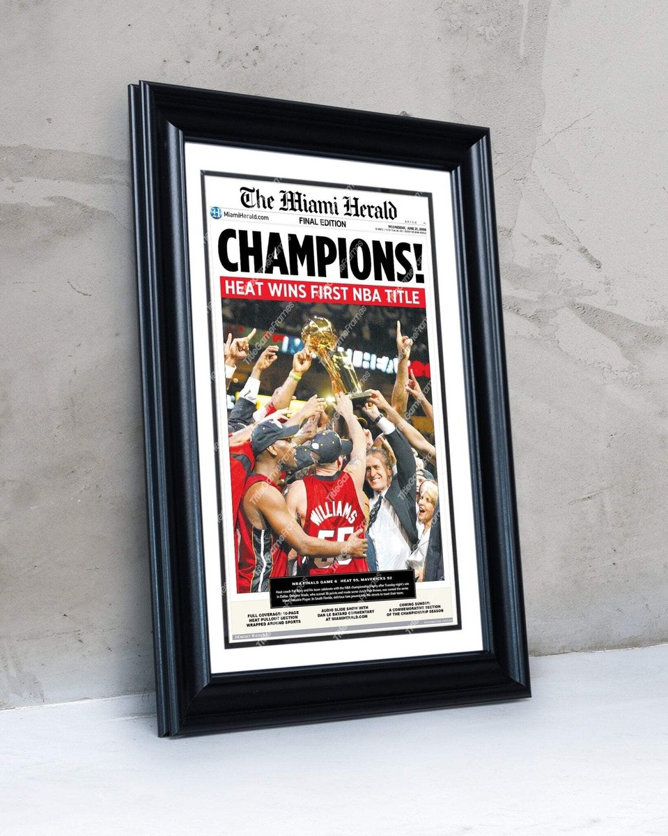 2006 Miami Heat NBA Champion Framed Newspaper Front Page Newspaper