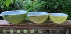 Vintage Pyrex Green/Yellow Mixing Bowl Lot (444 4QT) (443 2 1/2QT) (442 1 1/2QT)