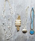 JEWELRY LOT VTG -MOD BEADED NECKLACE SHELL + MOP BRACELET GLASS BEADS BEACH BOHO — photo 1