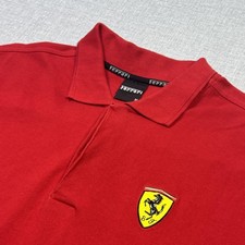 Ferrari Vintage Y2K Polo Shirt Mens Medium Red Short Sleeve Cotton Embroidered