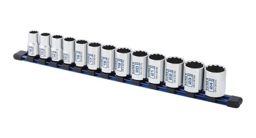13Piece 1/2" Drive Chrome Socket Rail 12Pt Metric Standard - Picture 2 of 3