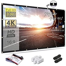 120 Inch Projector Screen, 16:9 Foldable, White, Wall Mount, Matte Finish