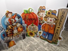 Set of 4 Scarecrow Fall Theme Yard Decor Set NEW - Open BOX See Description