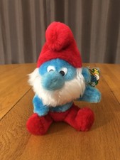 VINTAGE NEW W/TAG 1981 PAPA SMURF BEAN BAG PLUSH TOY WALLACE BERRIE KOREA