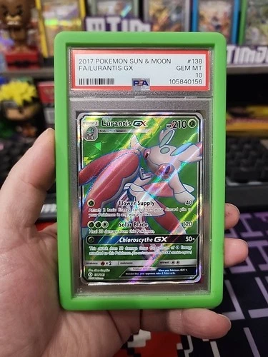 PSA 10 2017 POKEMON SUN & MOON #138 FULL ART/LURANTIS GX + BUMPER BOY