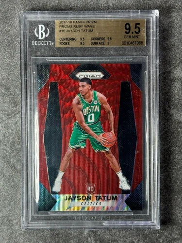 2017-18 Panini Prizm Basketball Jayson Tatum Ruby Wave Rookie BGS 9.5