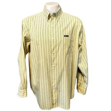 Chaps Dress Shirt Men's X-Large Logo Button Down Collar Striped Long Sleeve