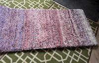 Kukoon Murano Deep Pile Shaggy Runner Rug Lavender Stripe Ombré Style 240cm