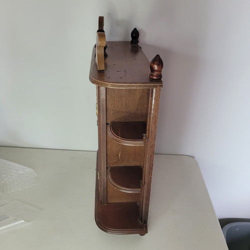 Armadio vintage Curio porta vetro ripiani legno parete/piedi tavolo 17" - Foto 6 di 9