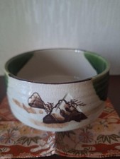 Oribe Ware Tea Bowl Kato Tadazo Green Glaze Japan