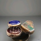 Tri Color Stone 925 Gold Plated Ring With  Inscribed Stone Size  — photo 5