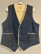 Vintage 1980s Levi's Orange Tab Sherpa Lined Denim Vest Men's sz Large USA Made