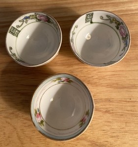 2 Nippon Pedestal Salt Cellars Antique Hand Painted Porcelain