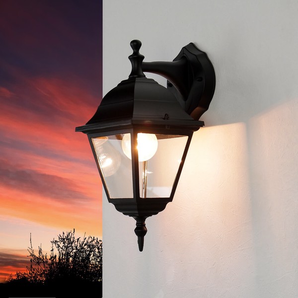AußEnlampe Wand IP44 Schwarz E27 Glas Aluminium Rustikal Wandleuchte AußEn-image