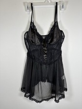 black lace and mesh babydoll lingerie Size Xl