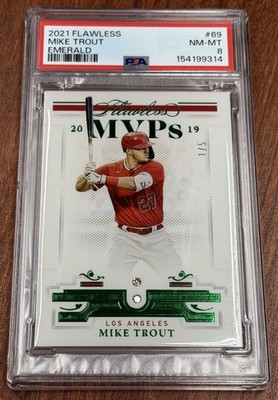 2021 Panini Flawless MVPs #69 Mike Trout Diamond /5 Emerald PSA 8 NM-MT Angels