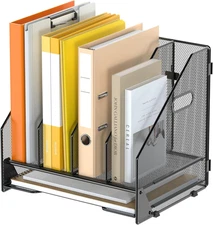 Desk File Folder Holder Organizer-4 Vertical Compartments Racks and Paper Letter