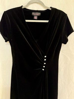 Signature by Robbie Bee Black Velvet Rhinestone Gothic Steampunk Dress 10P NWOT