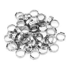 50 Pieces 15.3-18.5mm 304 Stainless Steel Single Ear Hose Clamps