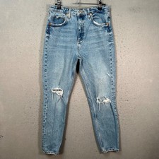 Zara Womens Size 6 Distressed High-Waisted Skinny Jeans Light Wash Denim