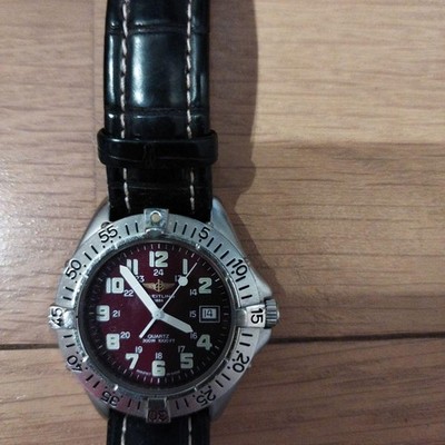 Breitling Colt A57035 Dial Red Belt Brown Quartz Men's Wristwatch Authentic