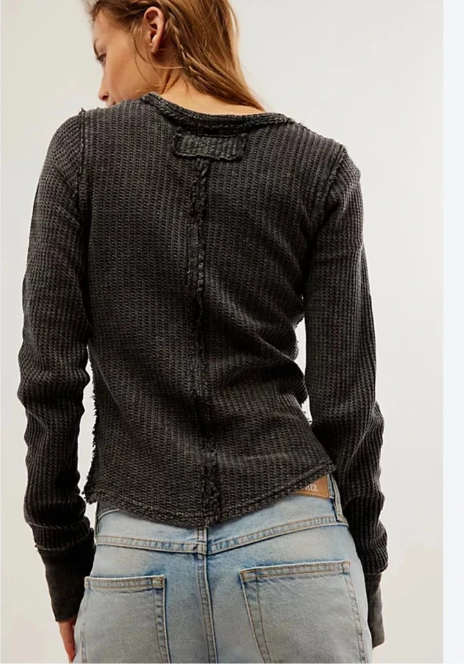 Top térmico manga larga Free People Roll With It - negro - pequeño - nuevo - precio de venta sugerido por el fabricante 44 GBP Foto 2 de 4