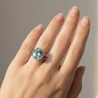 BOUTIQUE SKY BLUE AQUAMARINE 6.20CT 925 STERLING SILVER WHITE GOLD RINGS SIZE 6