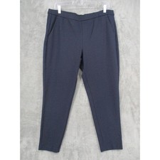 Liverpool Pants Womens 14 Navy Blue Polka Dot Straight Leg Ankle Ponte Knit Navy