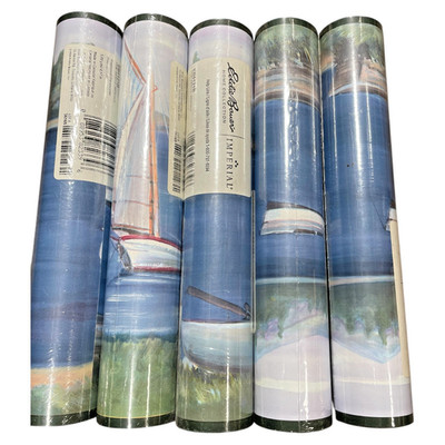 5 - Vintage Imperial Wallpaper Border Sailboats Sailing Eddie Bauer 5 Yards x 9''