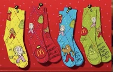 McDonald's 2025 The Grinch Meal Socks Set Of 4 Pair -new, Green,Yellow,Red,Blue