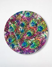 GUAJARDO Original Vibrant Abstract Expressionism Peacock 12X12 Canvas Signed Art