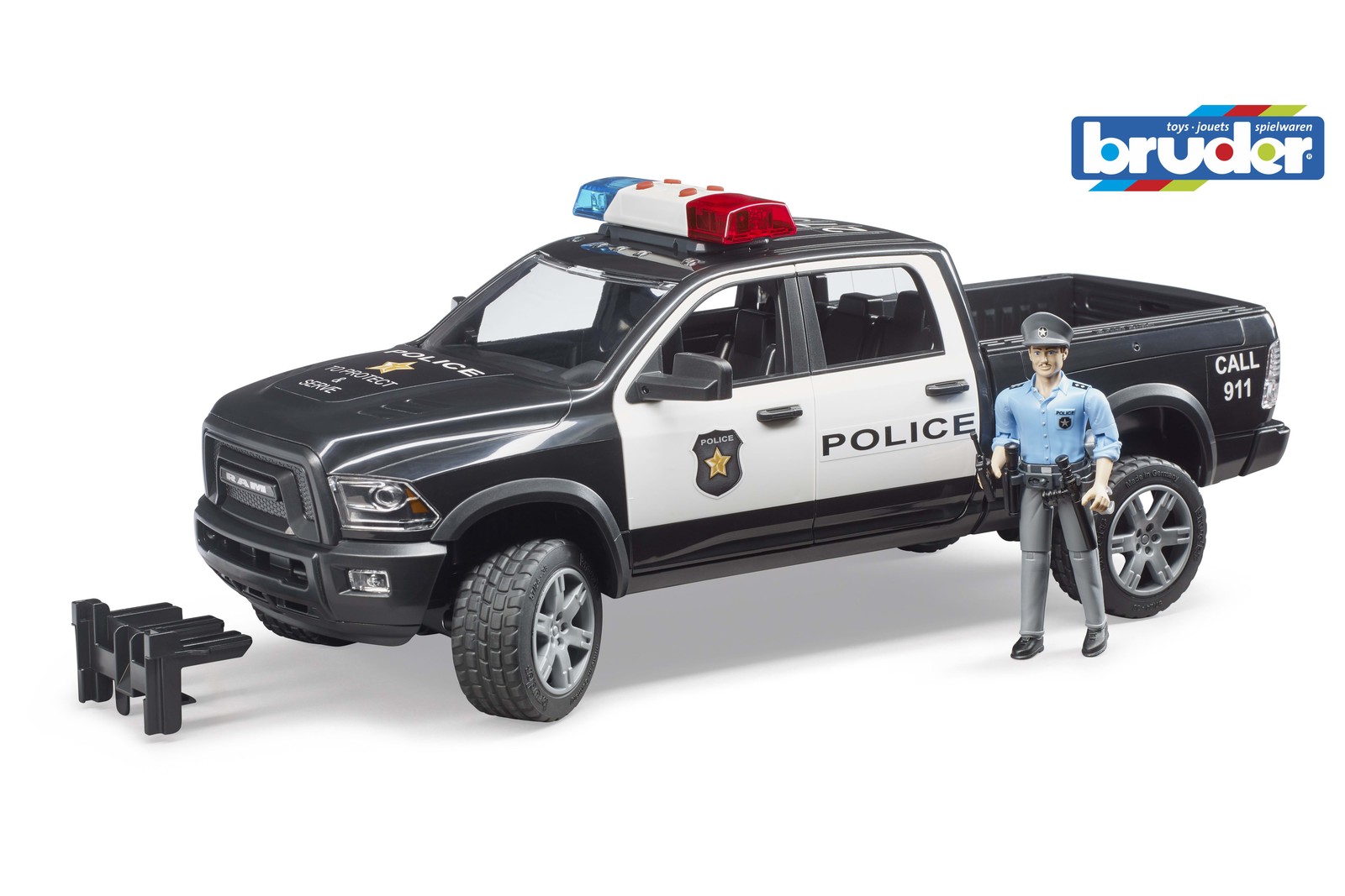 Bruder Police Pick Up Truck w/ Policeman & Accessories RAM 2500 Childrens Toy