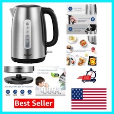 1500W Electric Kettle - 1.7L Stainless Steel with Auto Shut-Off Feature