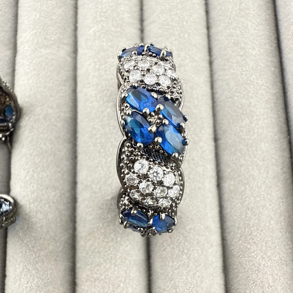 Joan Boyce耳环环圈蓝色黑色水钻水晶叉套装HSN — 第 4/4 张图片